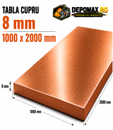 Tabla cupru 8mm – 1000 x 2000 mm – EN Cu-DHP